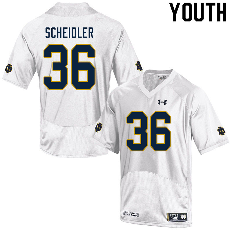 Youth #36 Eddie Scheidler Notre Dame Fighting Irish College Football Jerseys Sale-White - Click Image to Close